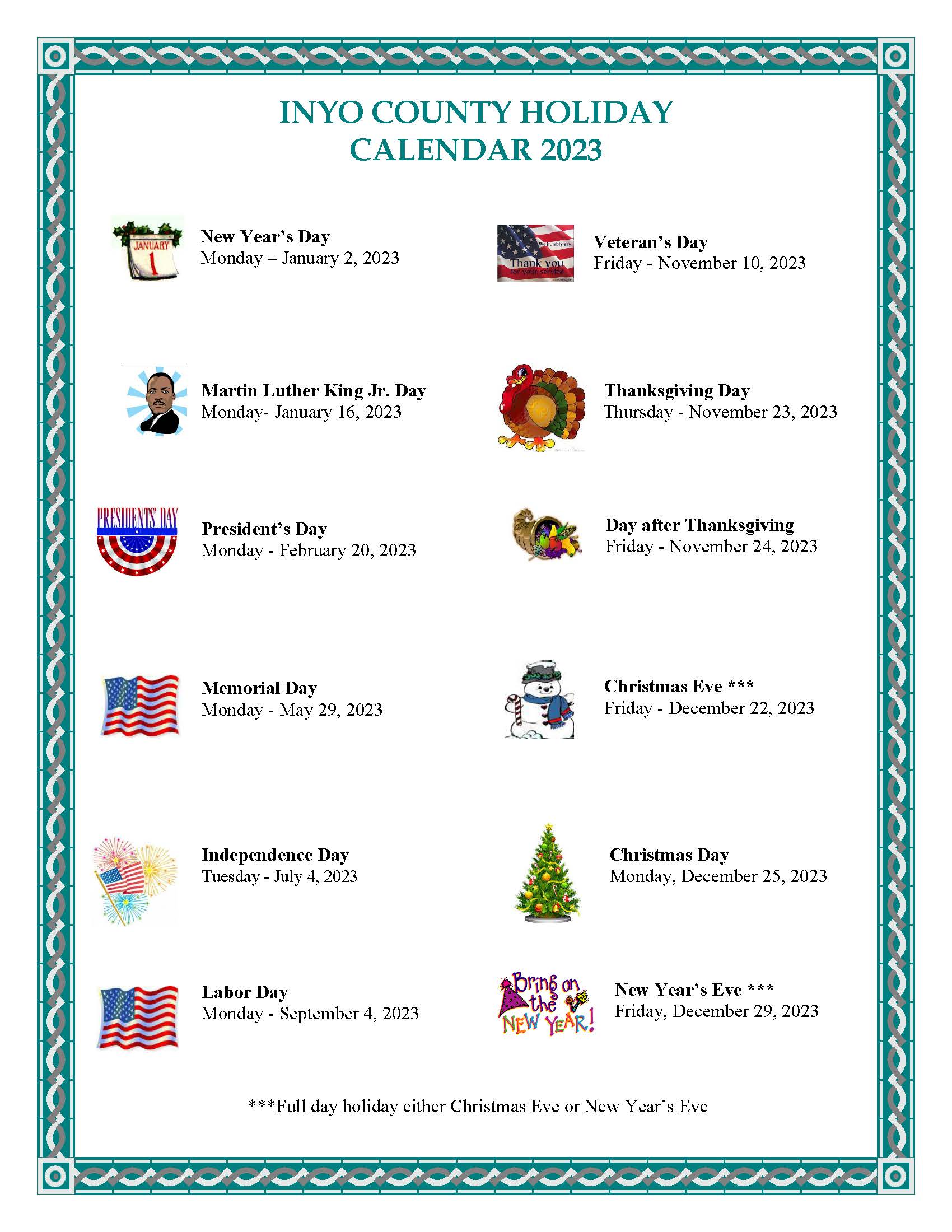 Thanksgiving Holiday, Calendar