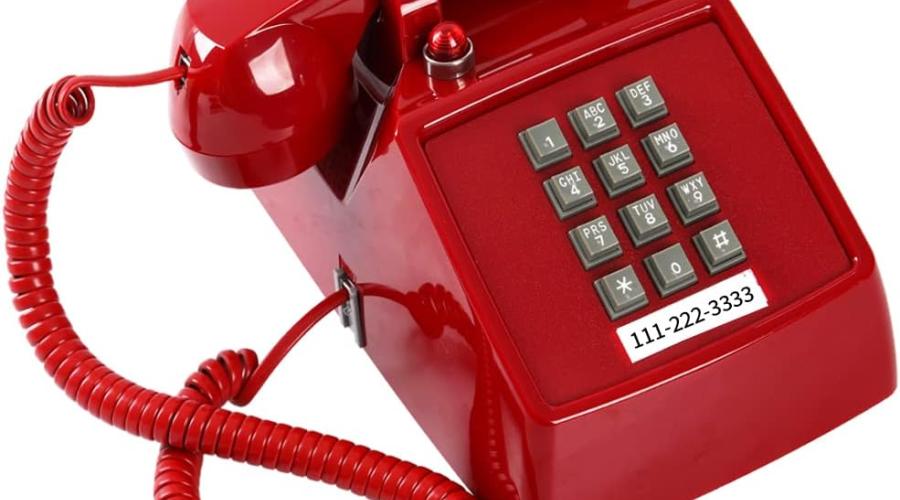 Bright red non-cordless telephone with buttons