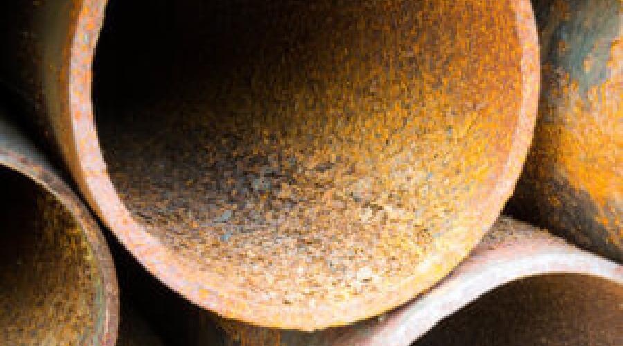 Close up of interior of a corroded pipe